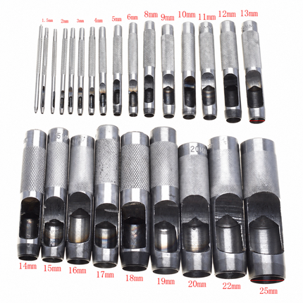 Qaadir Leather Hole Punch Set, 1–25 mm – 25 Pieces