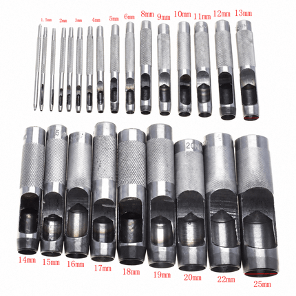 Qaadir Leather Hole Punch Set, 1–25 mm – 25 Pieces - Qaadir - Ability for All