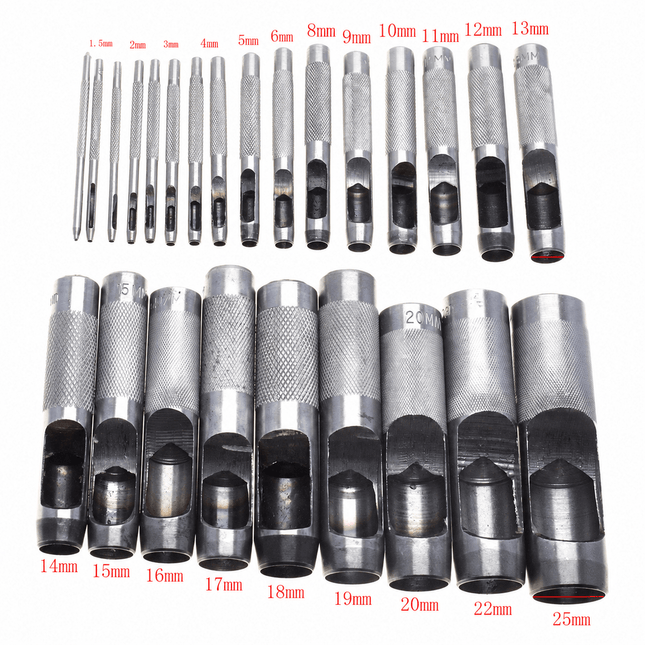 Qaadir Leather Hole Punch Set, 1–25 mm – 25 Pieces - Qaadir - Ability for All