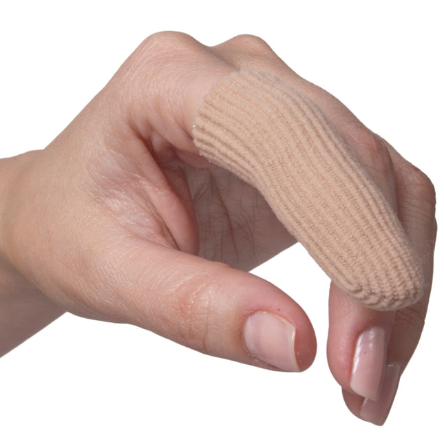 Qadam ribbed fabric gel toe cap that cushions corns, blisters and sore nails all round the toe – product shot