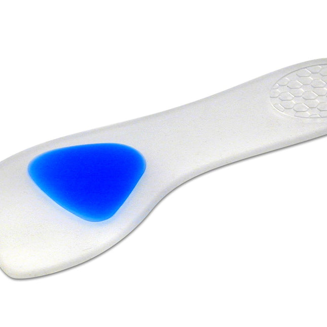 Qadam 3/4 Length Thin Silicone Dress Insole with Wide Metatarsal Pad that eases forefoot pain in dress shoes – product shot
